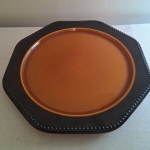 Vtg 70s Sears Ironstone Octagon Amber 12" Chop Plate/Platter.